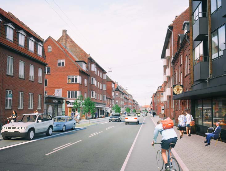 Strandbygade foreslås fredeliggjort med cykelstier og mindre gennemkørende biltrafik.